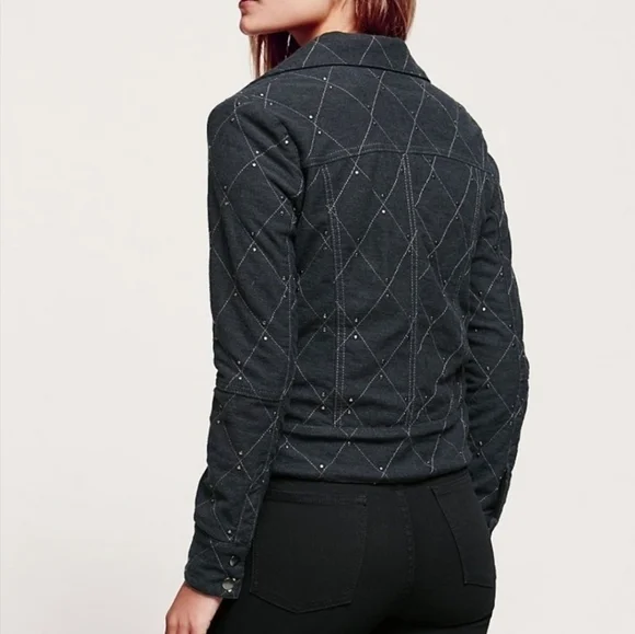 FREE PEOPLE Studded Moto Diamond Quilted Jacket - Picture 2 of 10